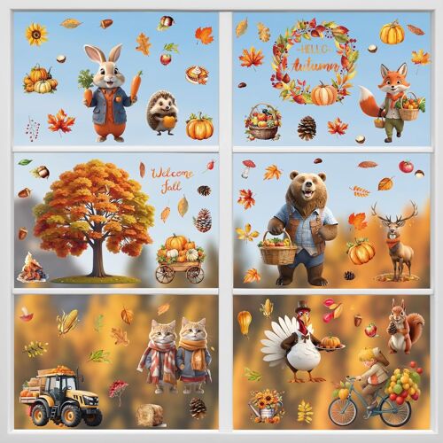 85PCS Autocollant Feuille D'érable - AQSACOKIYA - Autocollants de Fenêtre D’automne - Thanksgiving Autocollant de Fenêtre Décoration