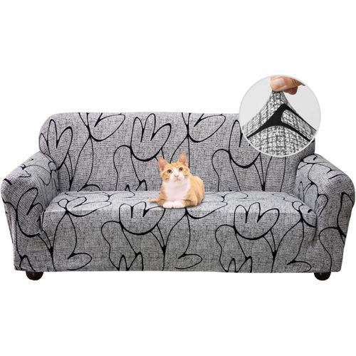 Cauc-Housse De Canapé Extensible 2 Place Couverture Canapé Avec Accoudoirs Moderne Couvre Canapé Elastique Universelle Revêtement De Canapé Housse De Protection,Style Gris