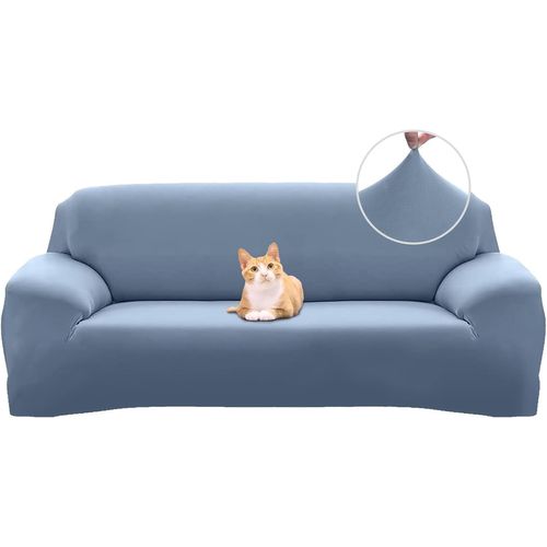 Cauc-Housse De Canapé Extensible 4 Place Couverture Canapé Avec Accoudoirs Moderne Couvre Canapé Elastique Universelle Revêtement De Canapé Housse De Protection,Gris-Bleu