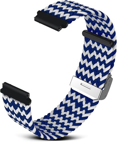 22mm Bracelet En Nylon, Confortable Et Respirant, Avec Boucle À Dégagement Rapide, Sangle En Nylon Pour Hommes Et Femmes - W Bleu Blancw Bleu Blanc