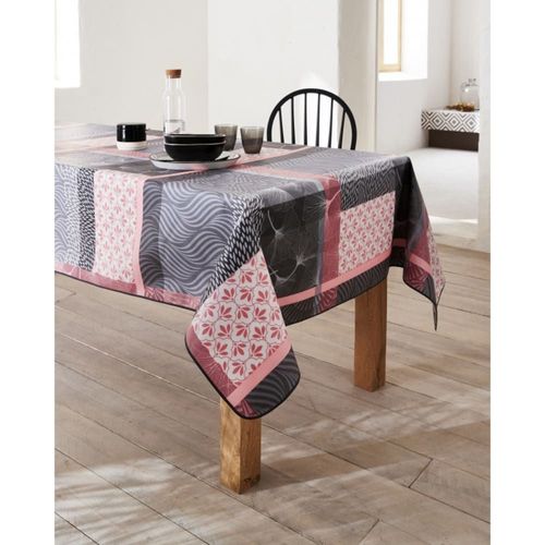 Nappe En Coton Enduit Pvc Rose Gris 160x250 Cm