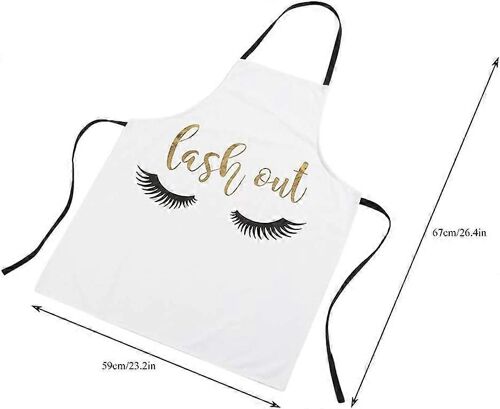 Tablier de cuisine avec motif de cils dorés, tablier de cuisine avec image de cils bronze, jolis tabliers de nettoyage