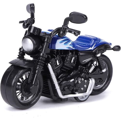 Modèle de moto de simulation, véhicule à traction, jouet pour enfant, coffret cadeau intellectuel (bleu)