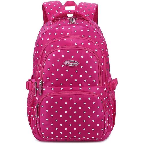 Sac à dos pour collégiennes, joli cartable, sac à dos d'extérieur décontracté, rose rouge