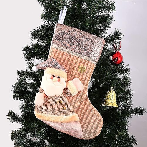 Chaussettes de Noël, poupée à paillettes 3D 16 pouces, sac cadeau, chaussettes à suspendre pour enfants, décoration intérieure, articles de fête, format A3
