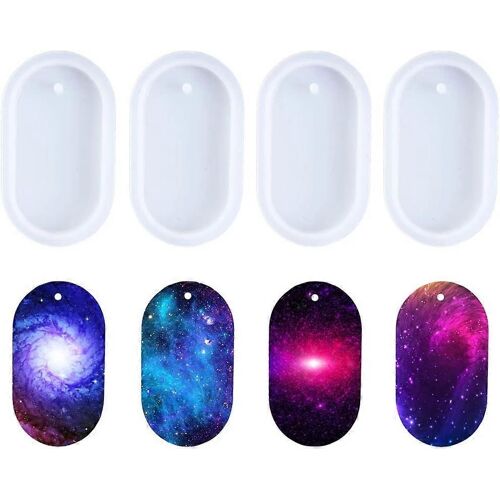 Lot De 4 Moules En Silicone Pour Porte-Clés Ovales, Breloques, Moules En Résine Époxy