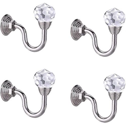 Lot De 4 Embrasses De Rideaux En Cristal Avec Crochets Et Porte-Pompons