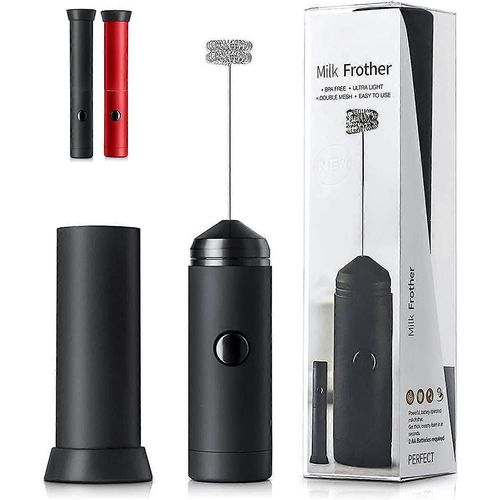Mousseur à lait portatif pour café, mélangeur électrique pour cappuccino, mini-machine à mousse noire, fouet à café rouge, mélangeur à main avec bouchon, Po