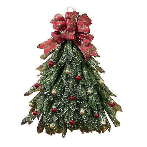 Couronne de Noël faite à la main pour porte d'entrée, décoration de couronne de Noël, sans noeud papillon rouge clair