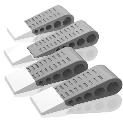 Butée de porte, cale-porte 4 pièces, butée de porte au sol, caoutchouc antidérapant, fixation sans perçage, pour portes de salle de bain, cuisine, chambre d'enfant et bureau, Gra