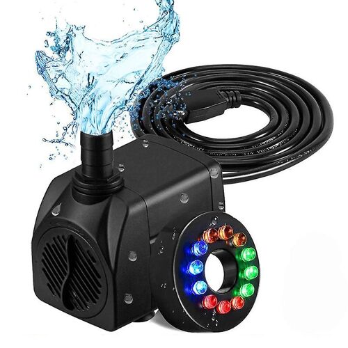 Pompes submersibles 2025, 16 W, 700 l/h, avec 12 LED de couleur, pour fontaine et piscine.