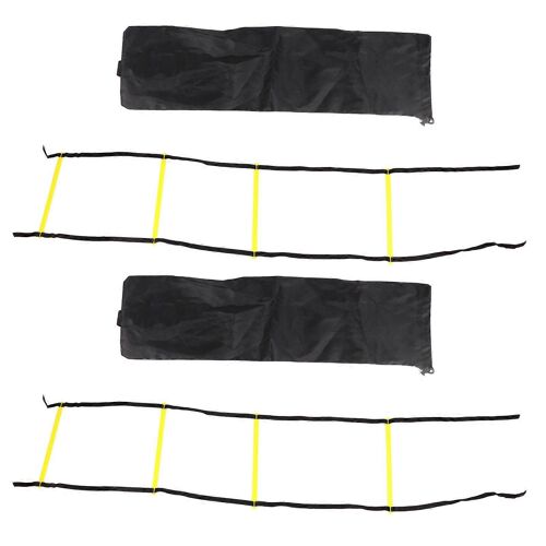 Échelle De Corde À 4 Échelons, 2 Pièces, Pour Entraînement De Vitesse, Jeu De Jambes, Avec Sac De Transport, Pour Football, Basket-Ball, Corde Noire De 2 M, Échelons Jaunes