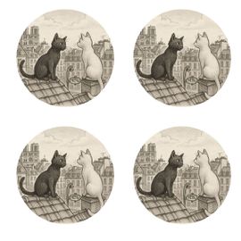 Set De 4 Dessous De Verres Chats De Paris
