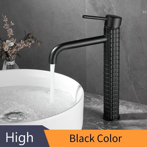KALDF-Lavabo De Salle De Bain En Laiton Noir, Conception À Poignée Unique, Hôtel Haut De Gamme, Froid Et Chaud, Double Commande, Haut Et Bas,High Black,G1/2