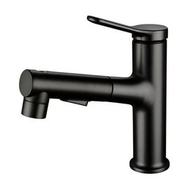 KALDF-Grifo Extraíble De Lujo Blanco Para Lavabo De Baño, Grifo De Latón Para Lavabo De Baño, Caño De 3 Voies, Mezcla De Agua Caliente,Black,G1/2