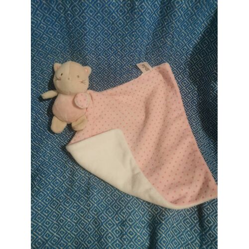 Doudou Chat Rose Beige Rose Couverture Mouchoir Pois Shima