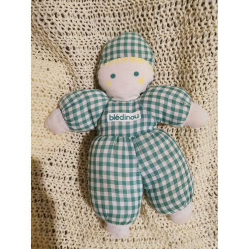 Poupée Chiffon Tissu Vert Vichy Blédinou Blédilait Vintage