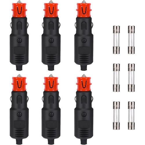 Eifj-6 Pièces Allume Cigare Prise Voiture 12v Prise Avec 8a Fusible 6pcs Prise Voiture 12v-24v Pour Voiture Camion Moto Glacière Navigation Aspirateur À Main