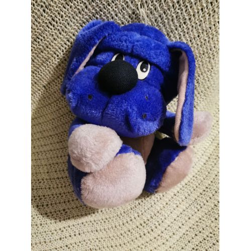 Peluche Chien Beige Violet Assis Cp Vintage