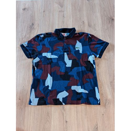 Polo Lacoste Live Homme - Bleu Marine Bordeaux À Motifs - Taille S