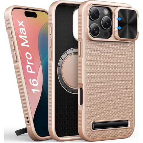 Coque De Protection Pour Iphone 16 Pro Max Avec Support, Curseur De Protection De L'Appareil Photo, Ajustement Fin, Compatible Avec Magsafe, Robuste Protection Militaire, Coque Mag[SHJ41909150]