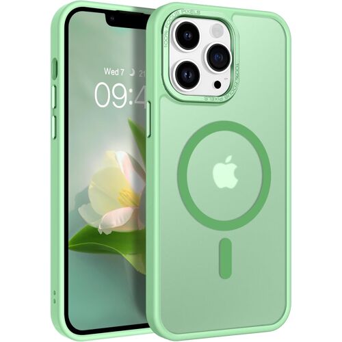 SJZG-Coque Magnétique Pour Iphone 13 Pro, 6,1 Pouces, Compatible Avec Magsafe, Etui Translucide Mat Arrière Housse Fine Antichoc Case, Vert