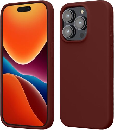 LORANKA-Coque pour iPhone 15 Pro Coque - Housse de téléphone Fine en Silicone avec Surface Douce et Anti-Choc - Rouge Fauve