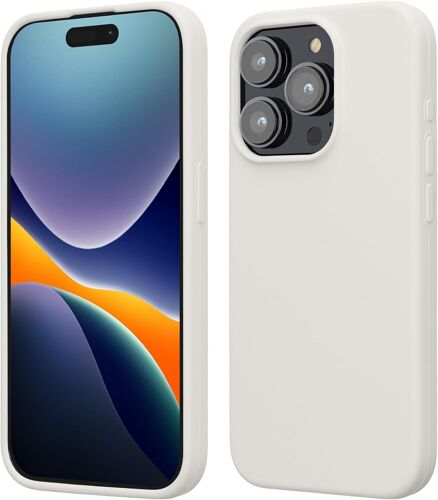 LORANKA-Coque pour iPhone 15 Pro Coque - Housse de téléphone Fine en Silicone avec Surface Douce et Anti-Choc - Blanc