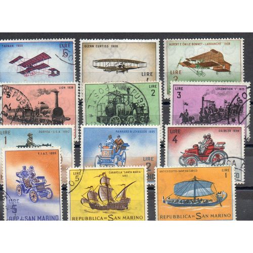Saint-Marin Timbres Anciens Moyens De Transport