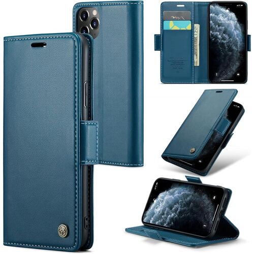 SJZG-Coque Pour Iphone 11 Pro, Étui Housse En Rfid Protection Premium Pu Cuir Portefeuille Rabat Case Magnétique Stand Antichoc, Étui Case Pour Iphone 11 Pro, Bleu