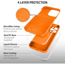 Trahoo-Coque Silicone Compatible Avec Iphone 14 Pro Max [ Quadruple Protection ] - Case Rigide Avec Doublure Microfibre - Cover Orange