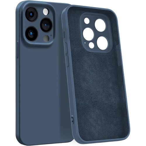 KALANKA-Coque pour iPhone 14 Pro [ Quadruple Protection ] - Case Rigide avec Doublure Microfibre - Cover Bleu Foncé