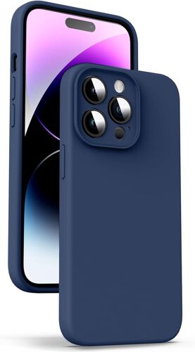 LORANKA-Coque en Silicone Liquide pour iPhone 14 Pro Max, [Protection de la Caméra] [Coque en Microfibre] [Protection 4 Couches], Étui à Prise en Main Ultra-Mince et Confortable, 6,7"", Bleu Marine