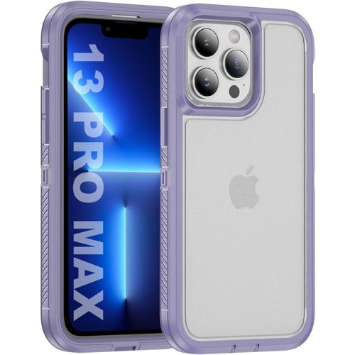 Tea-Coque Pour Iphone 13 Pro Max, Résistante Aux Chocs, À La Poussière, Aux Chutes, Protection De Qualité Militaire, Coque Double Protection Case Pour Iphone 13 Pro Max (6,7""), Violet/Transparent