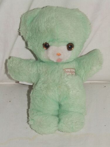 OURS BOULGOM VERT YEUX MARRON GRELOT 24 cm