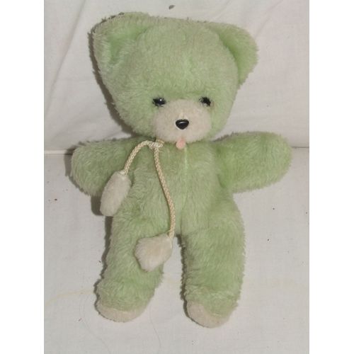 OURS NOUNOURS VERT GRELOT POMPONS 24 cm