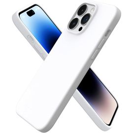 Coque Silicone Liquide Iphone 14 Pro Max (6,7"") - Étui Fin Antichoc, Protection Écran & Caméra, Blanc