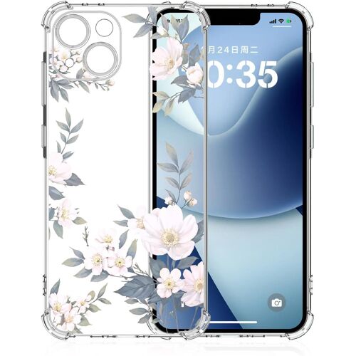 JGD-Coque pour iPhone 13, Transparente Soft TPU Silicone Étui Housse de Protection Clair Compatible avec Case Antichoc avec Motifs Floraux pour Filles Femmes Garçons, Jonquilles