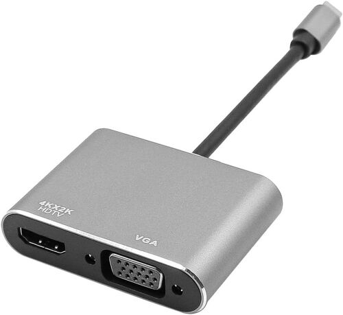 KAL-Adaptateur Usb Usb Type C Vers Hdmi Vga 2K 4K Adaptateur Type C Hub Alliage D'Aluminium Usb3.1Coque Abs