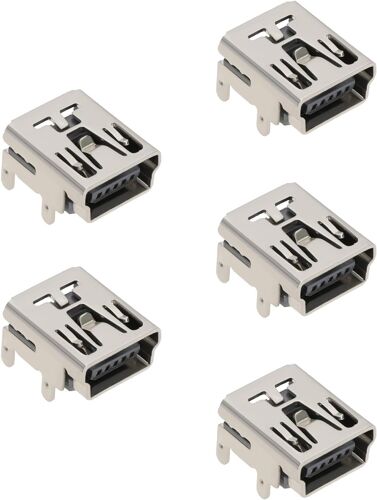 KAL-5Pcs Ports De Chargement Microphone Mini Usb 5 Broches Connecteur De Station D'Accueil À 4 Pattes Remplacement Prise De Bloc Port De Charge Compatible Avec Blue Yeti Classic Mic