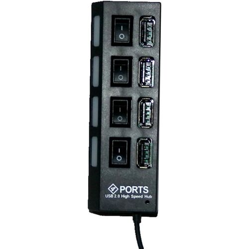 KAL-Ua0128 Hub Usb 2.0 Avec Commutateur On-Off 4 Ports 2 A Noir