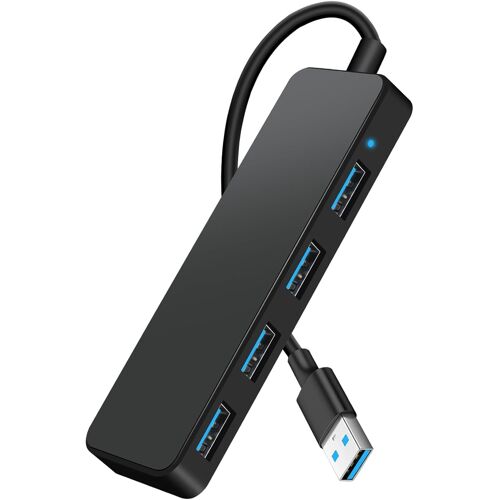 JGD-Hub USB 3.0, 4 Ports Multiprise USB, Ultra Fin 5 Gbps Adaptateur Multi USB, Répartiteur pour MacBook Pro/Air, iMac, Surface Pro, XPS, PC, Souris, Imprimante, Clavier, Dell, Disque Dur