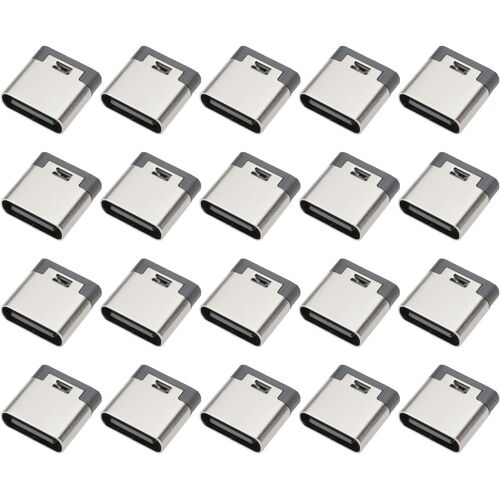 KAL-Lot De 20 Connecteurs De Port De Charge À 2 Broches De Type C Femelle Fil De Soudage Pour Connecteur De Port D'Alimentation Électronique Réparation De Port Projets De Bricolage