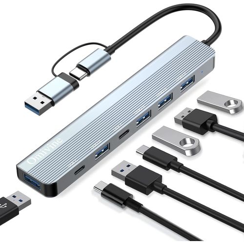 CHENG-Hub USB C 7 en 2 - Adaptateur multiport 3.0 avec ports USB 3.0, USB 2.0, USB C, USB type C - Multiprise pour MacBook, Surface, Dell, Thinkpad, ordinateur portable, bureau, PS4/5, TV, etc