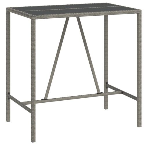 Vidaxl Table De Bar Et Dessus En Verre Gris 110x70x110 Cm Poly Rotin