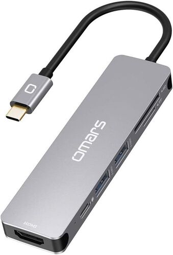 KAL-Hub Usb C 6 En 1 Power Delivery 100 W Usb C Vers Hdmi 4K Adaptateur, Sd Et Micro Sd Card Reading, 2 Usb A 3.0, Type-C Pd Port De Charge Pour Macbook Pro M1 Chromebook Pixel Matebook