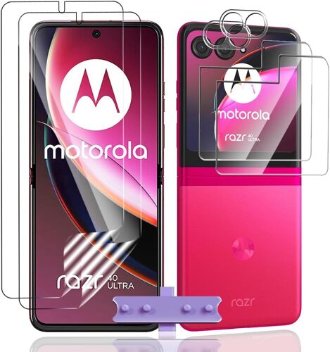 CAUC-Protection d'écran pour Motorola Moto Razr 40 Ultra [2 Pièces] et Verre Trempé Caméra Arrière Protecteur [2 Pièces] et Protecteur d'écran externe [2 Pièces],Protection pour Moto Razr 40 Ultra