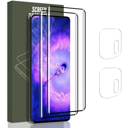 CAUC-[2+2 Pièces] Verre Trempé pour OPPO Find X5 Pro Caméra Arrière Protecteur et Protection écran, Anti-rayures/Transparent HD, Protection écran pour OPPO Find X5 Pro