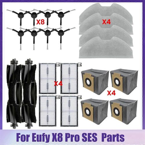 Kit d'accessoires 22 pièces pour aspirateur robot X8 Pro / X8 Pro, brosse latérale principale, filtre HEPA, chiffon de nettoyage