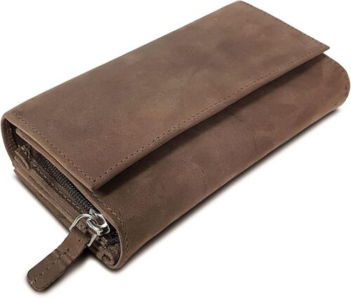 Orelia' Women's Large Capacity Genuine Leather Vintage XXL Wallet, Feminin Anti-RFID with Numerous Compartments